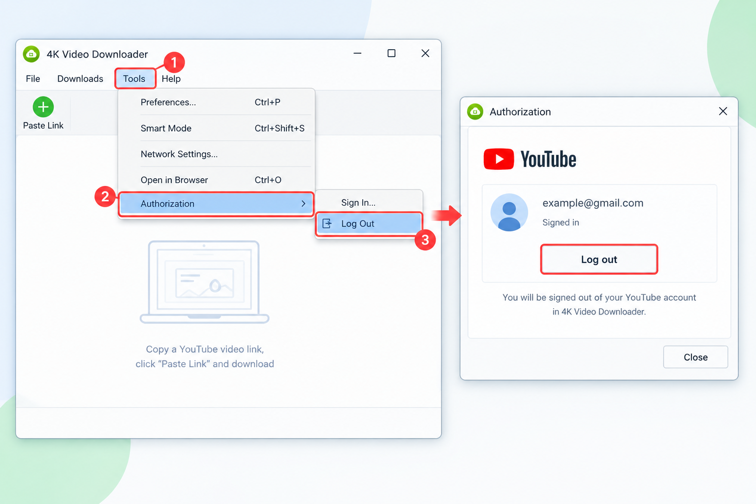 4k video downloader log out youtube account