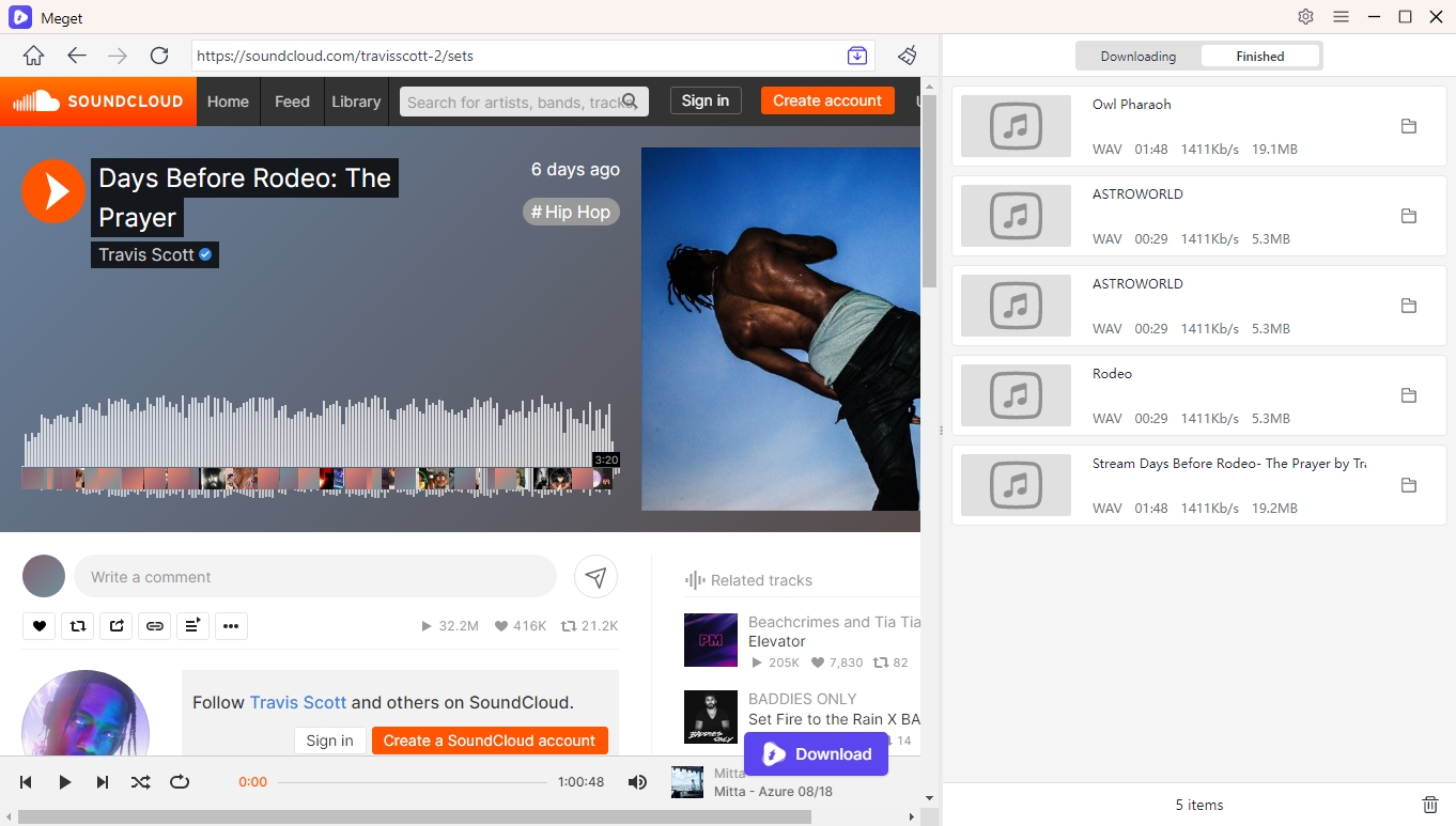 accedi alla playlist di SoundCloud scaricata