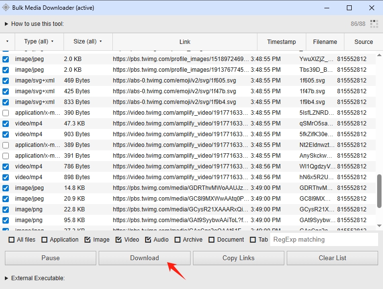 Massen-Mediendownload, Download-Dateien
