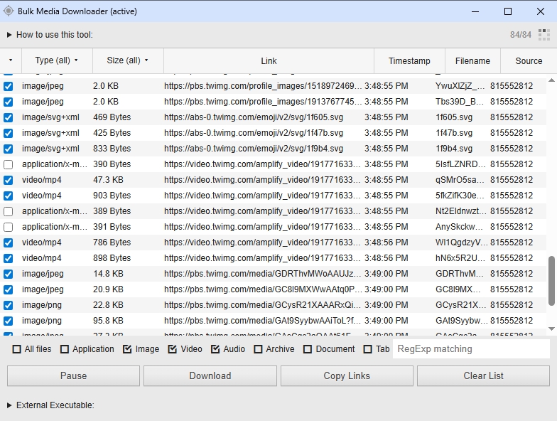 Filterdateien für den Massendownload von Medien