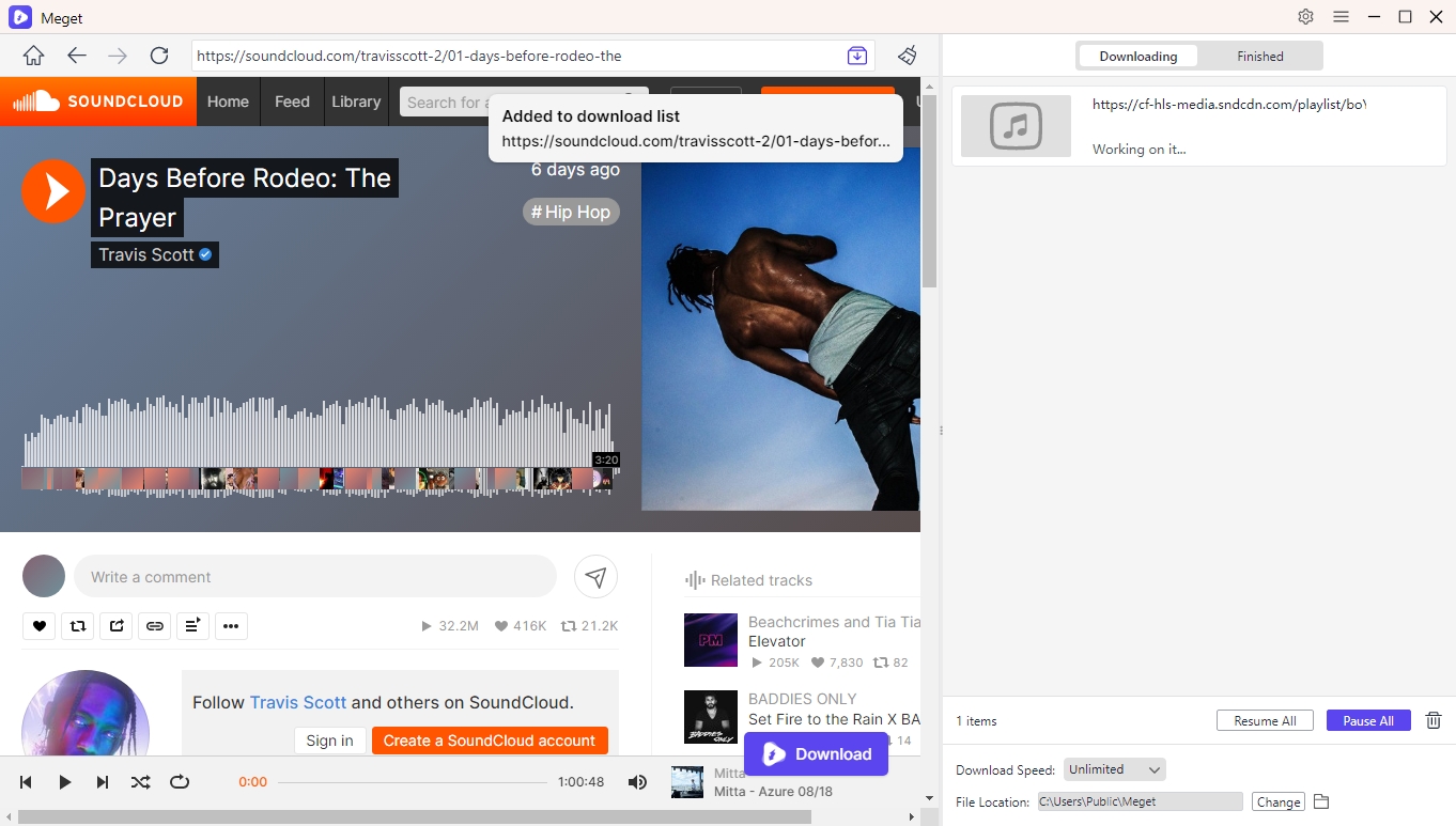 Haga clic para descargar SoundCloud a WAV