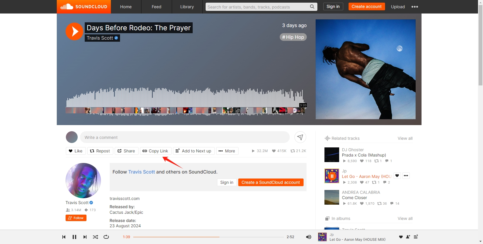 Copiar enlace de SoundCloud