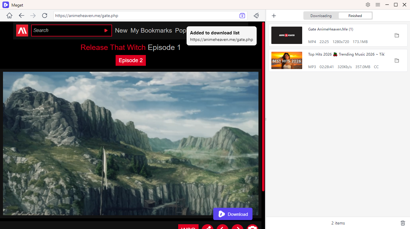 download animeheaven with meget