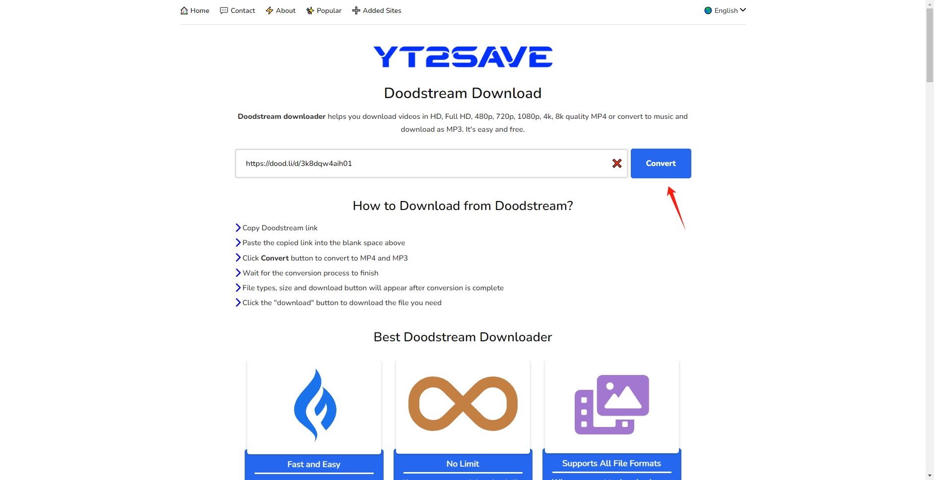 使用在线下载器下载 doodstream 视频