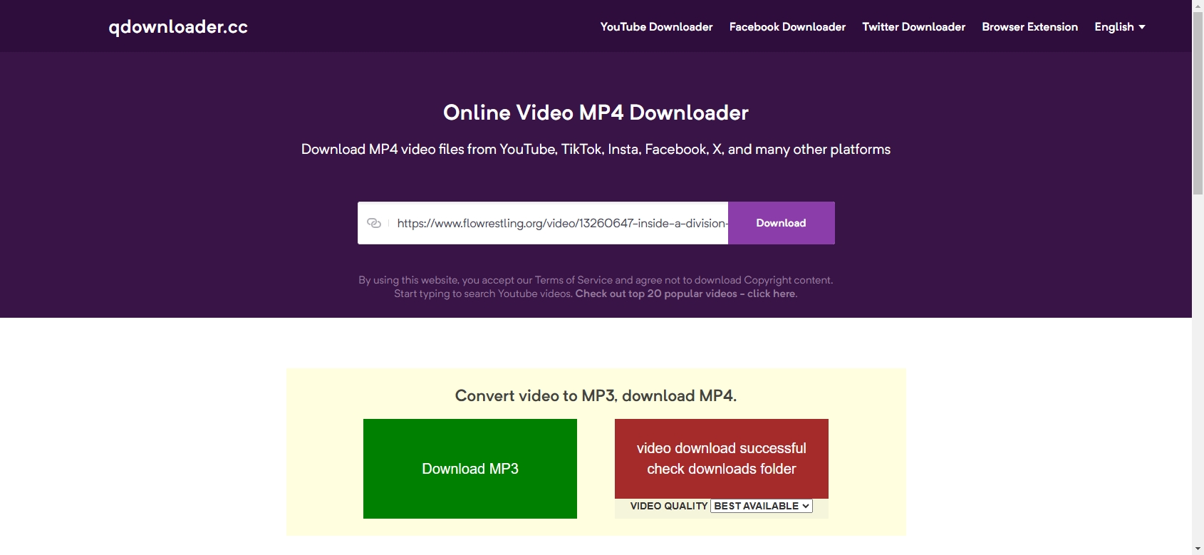 download flowrestling video using online downloader