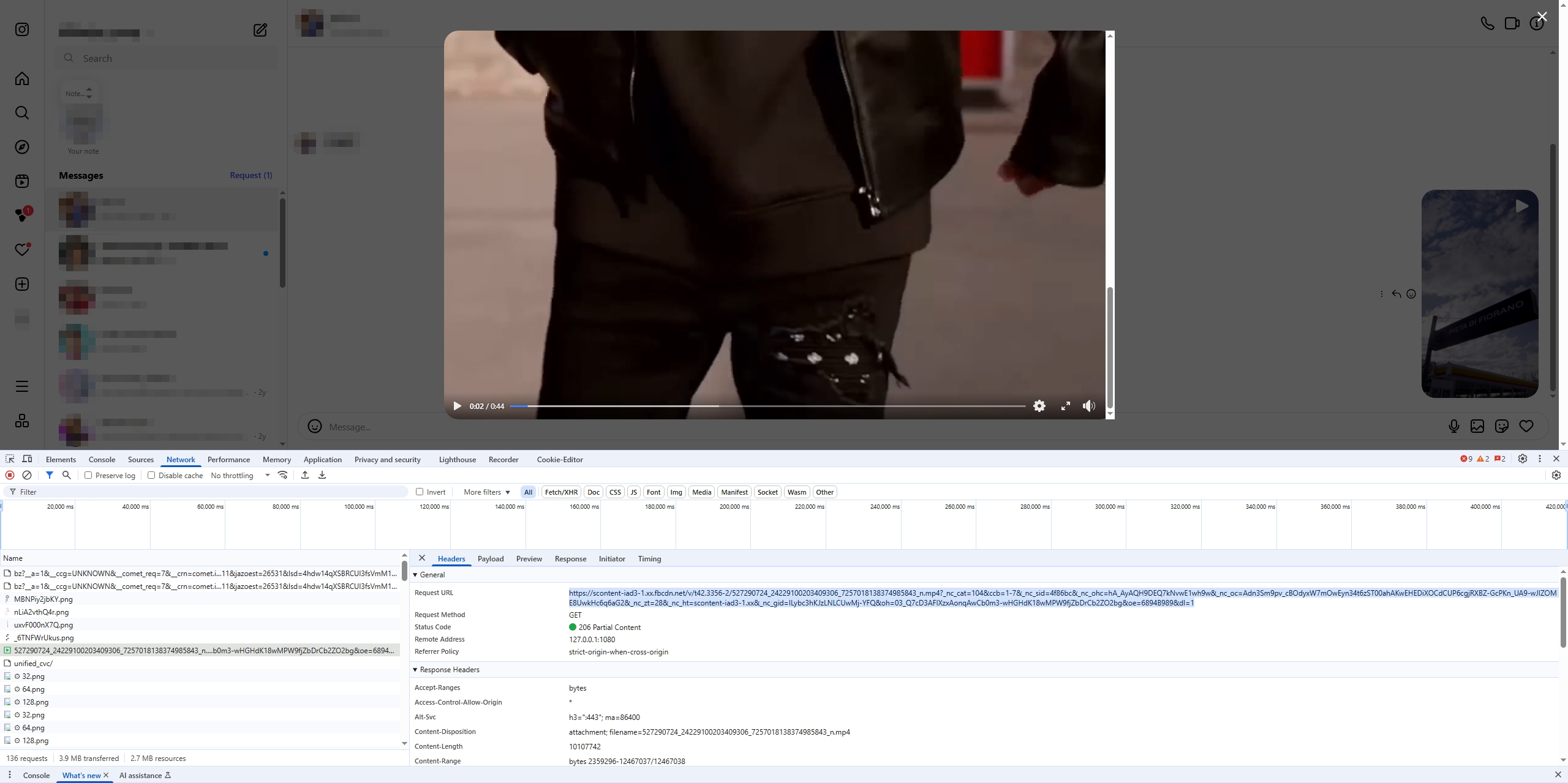 download instagram dms video with devtools
