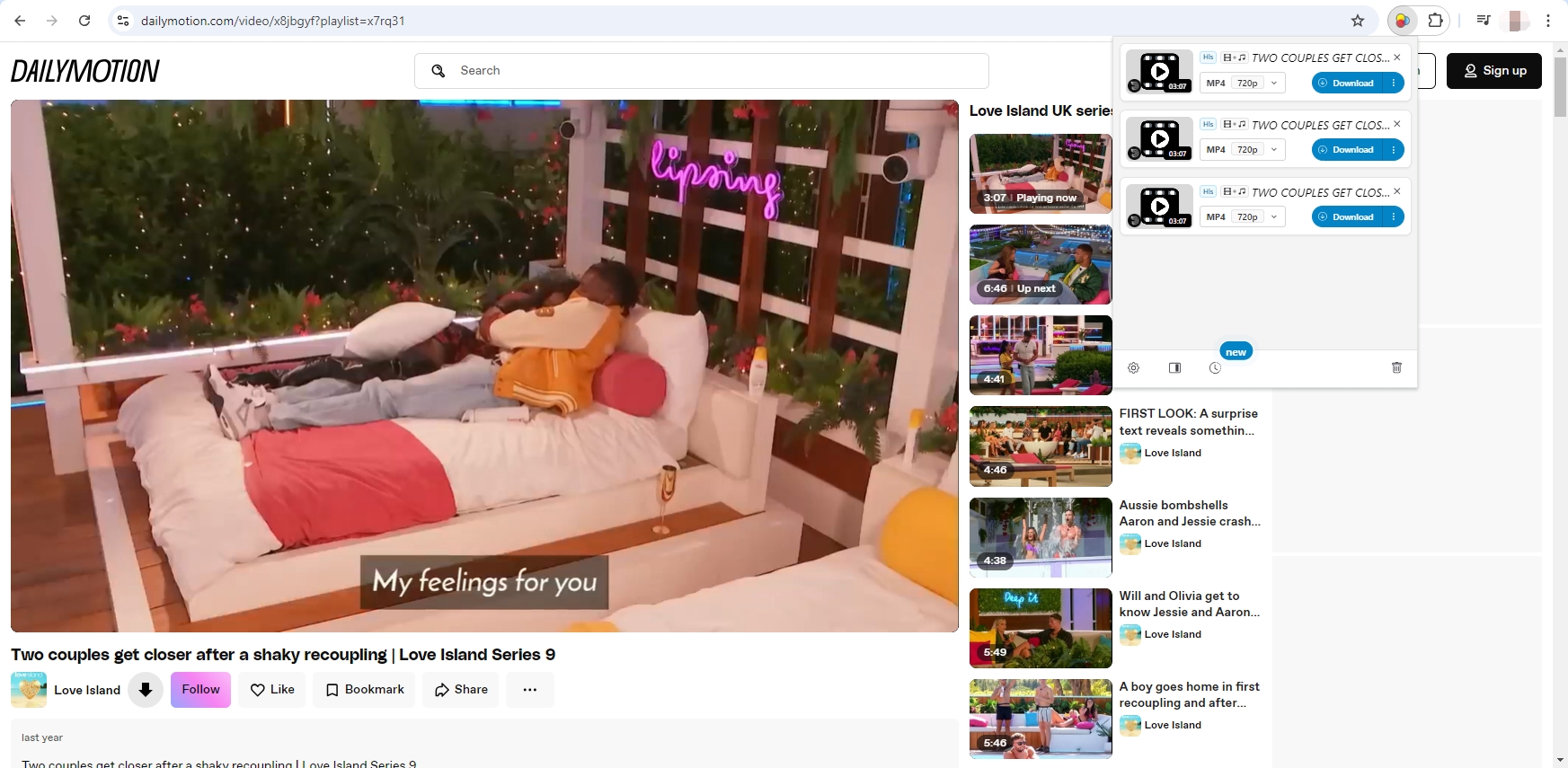 download love island video with extension