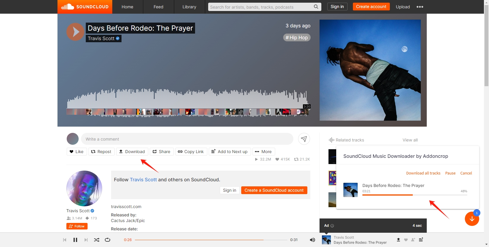 Descargar SoundCloud con extensión