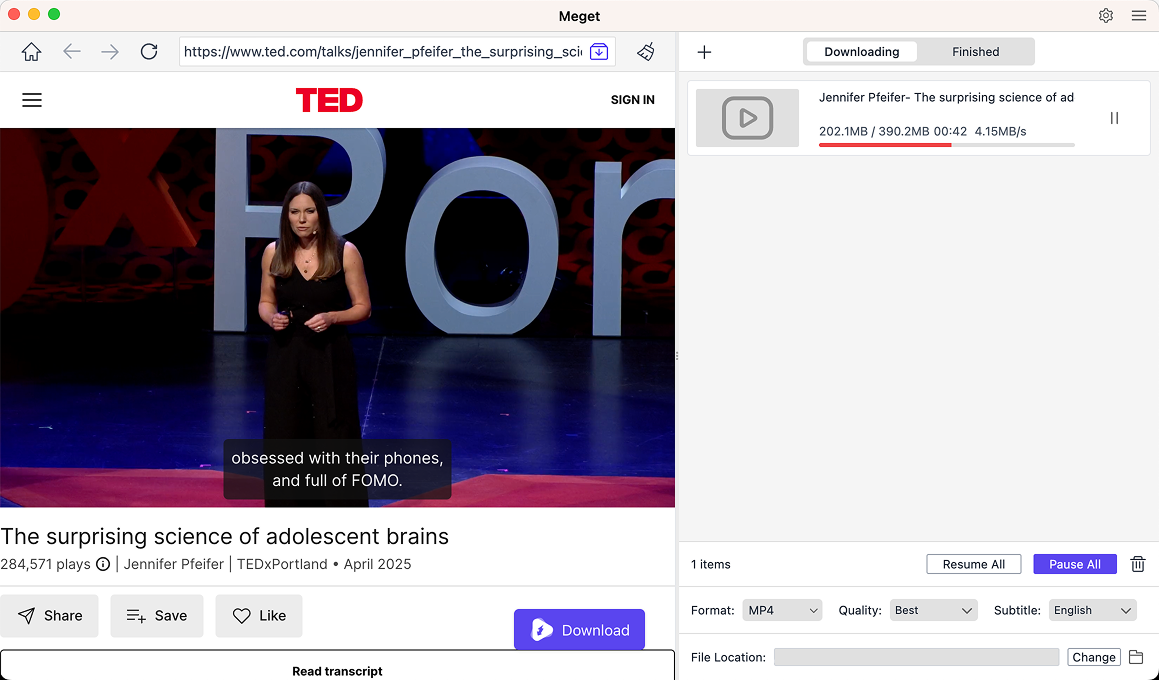 download ted talks with meget