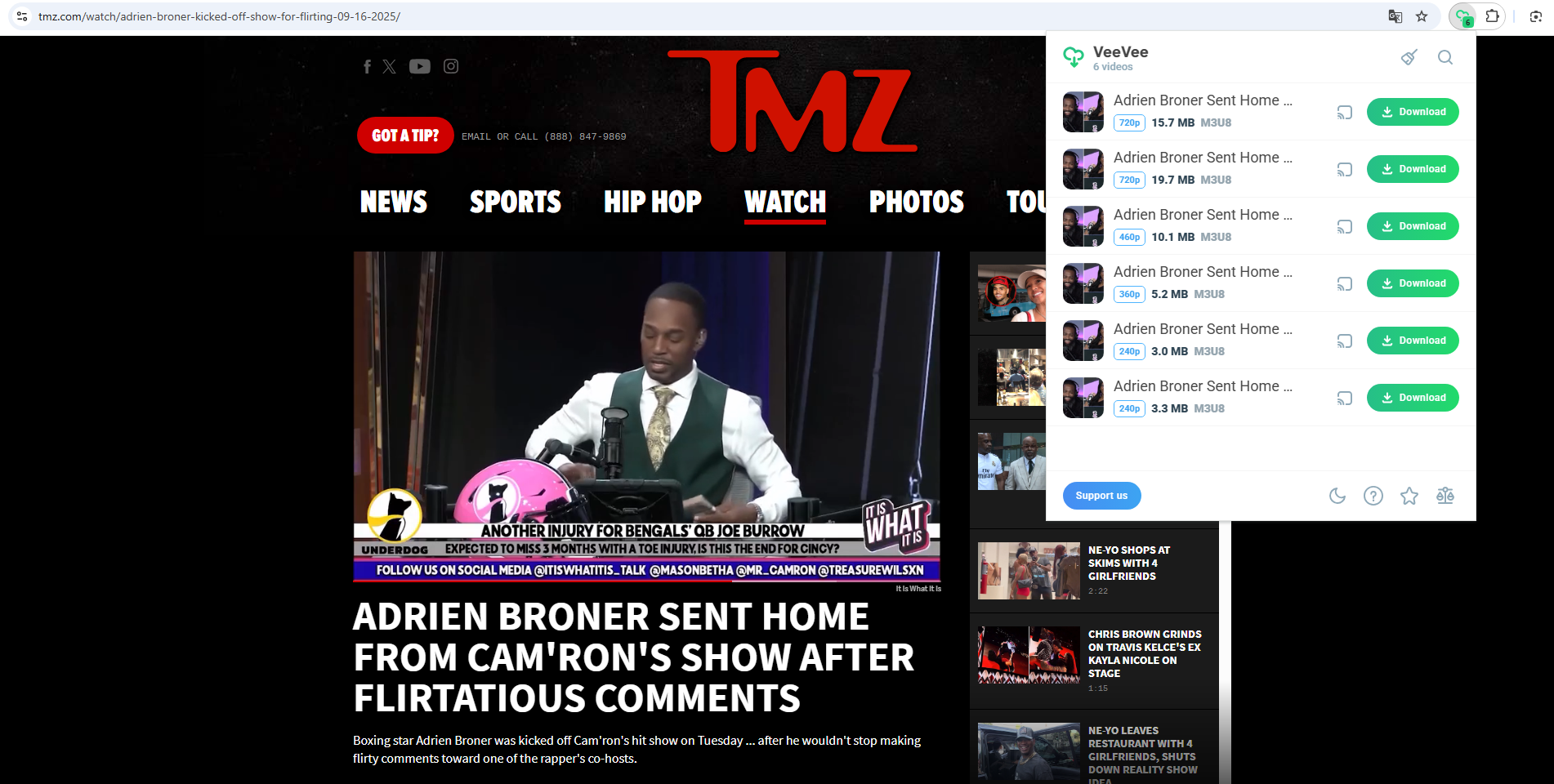 download tmz video with veevee extension