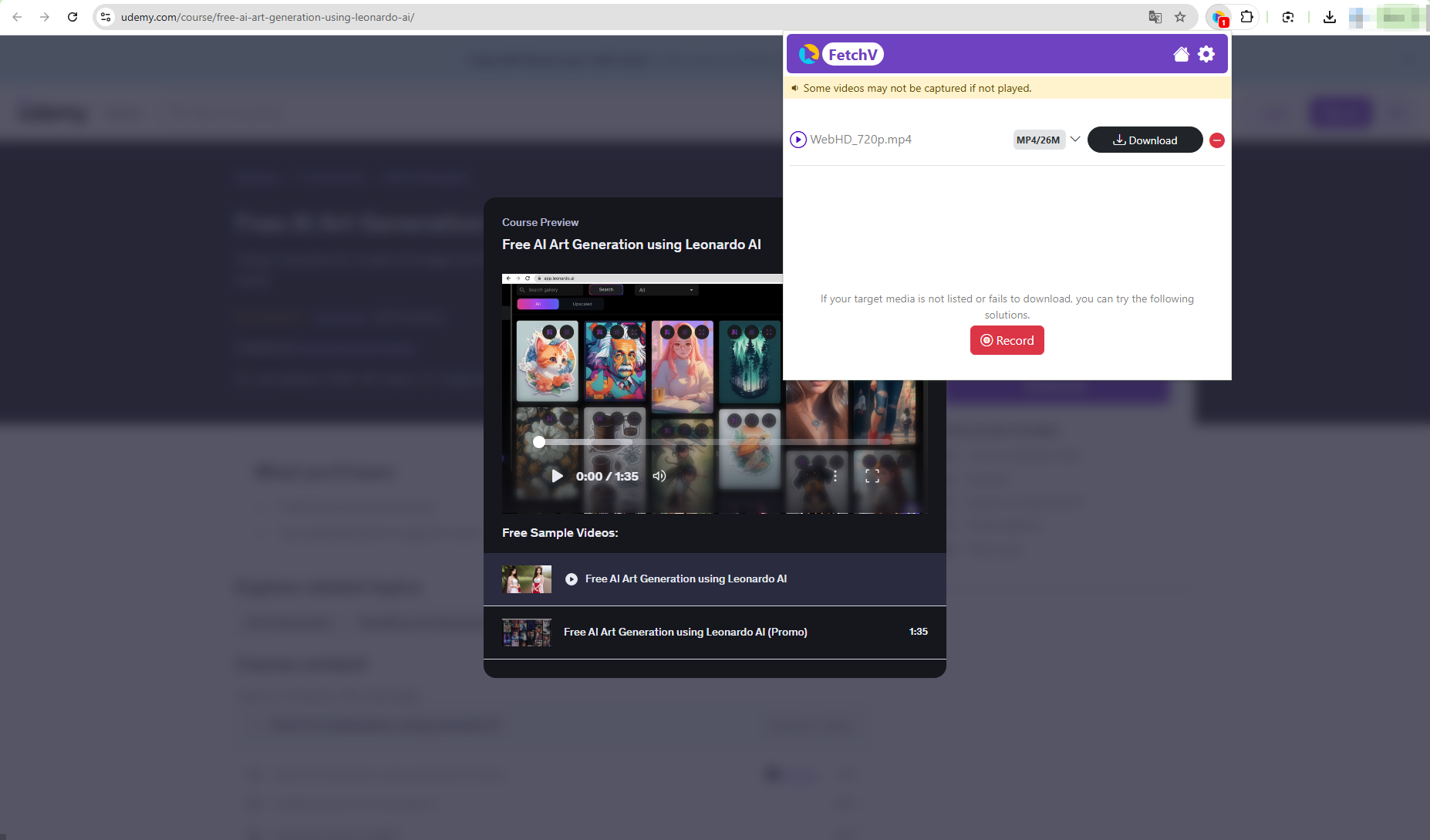 download udemy encryted video with fetchv