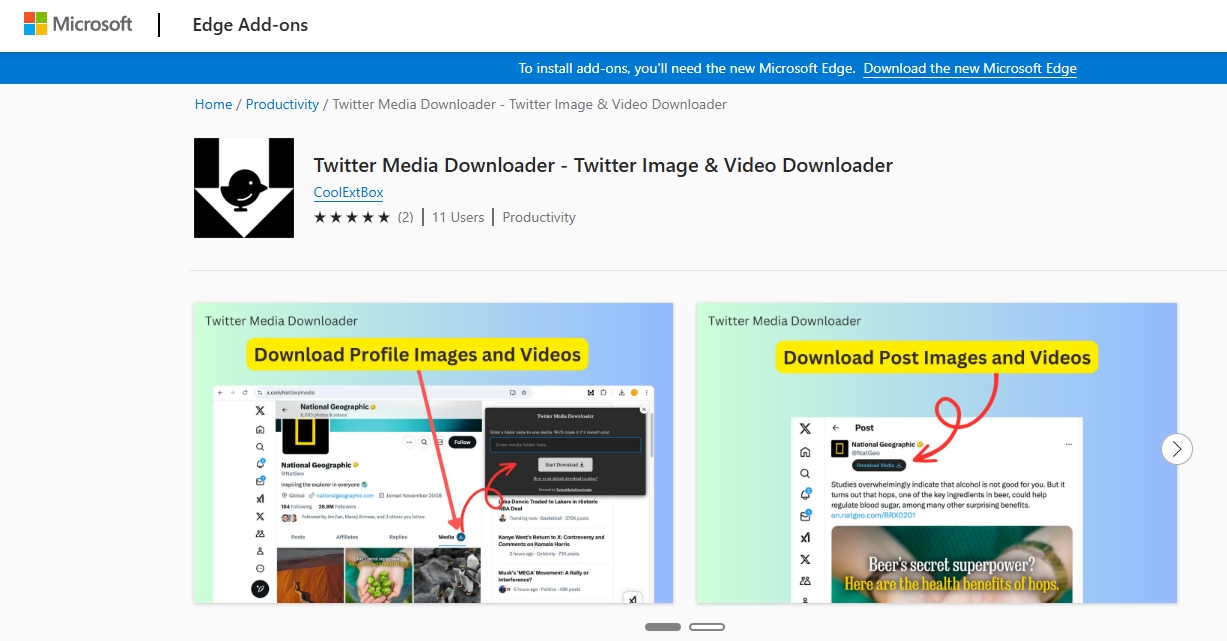 edge twitter media downloader extension