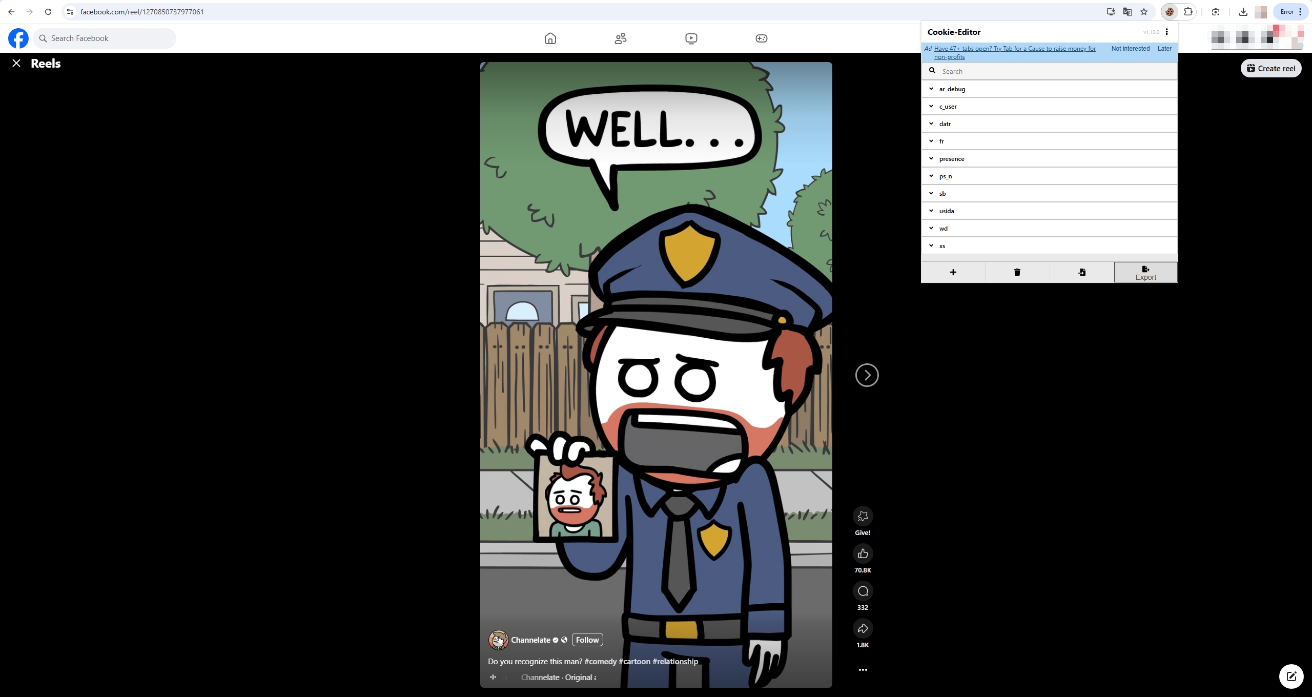 export facebook cookies
