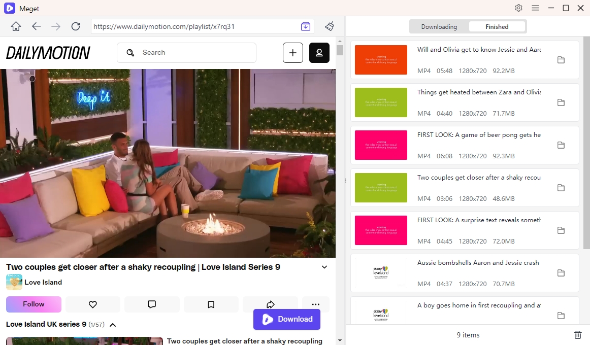 find downloaded love island videos