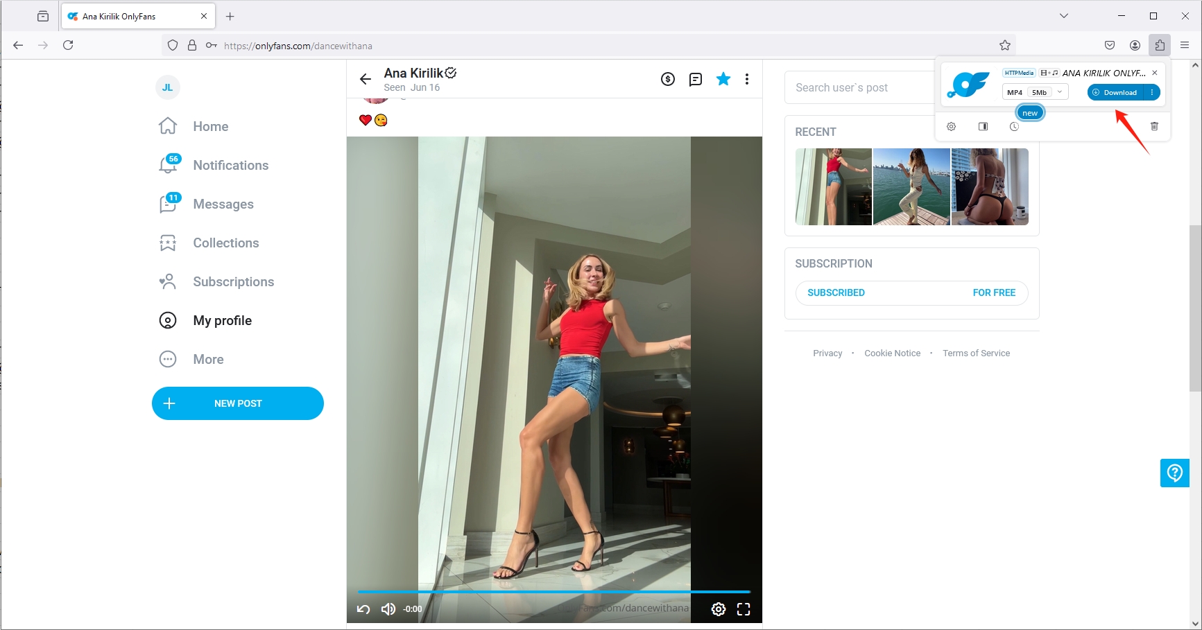 скачать видео с OnlyFans для Firefox