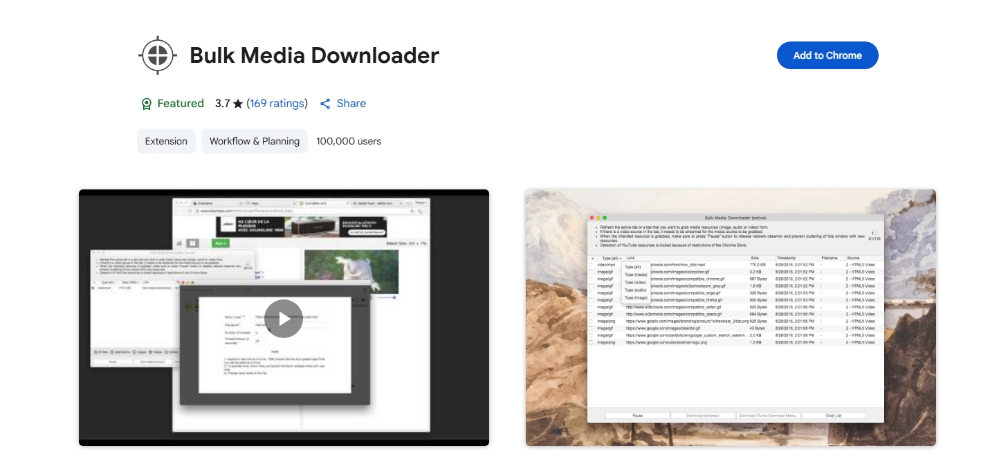 Installieren Sie die Chrome-Erweiterung für den Massenmedien-Downloader