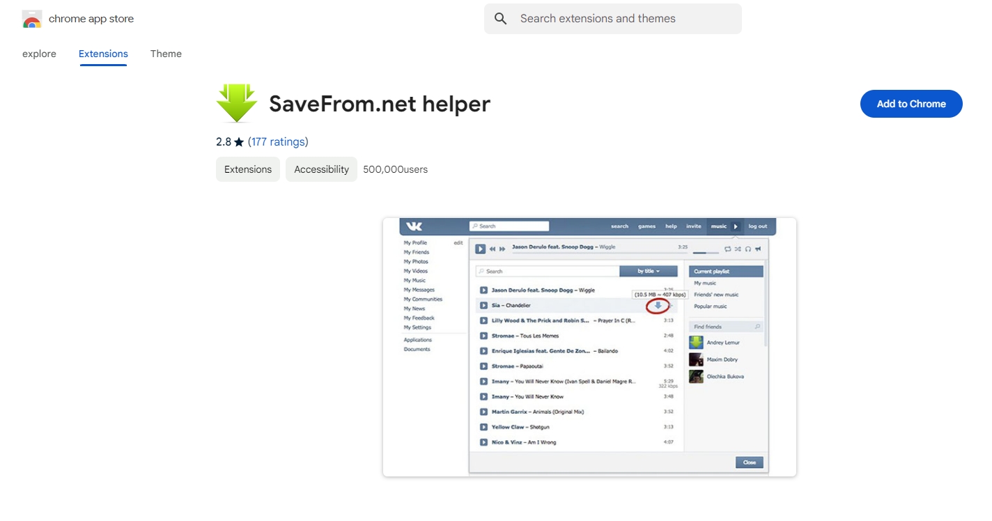 install savefrom helper in chrome web store