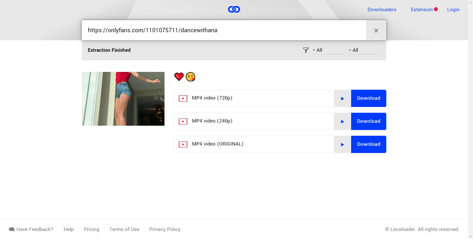 locoloader выбирает качество и скачивает видео с OnlyFans