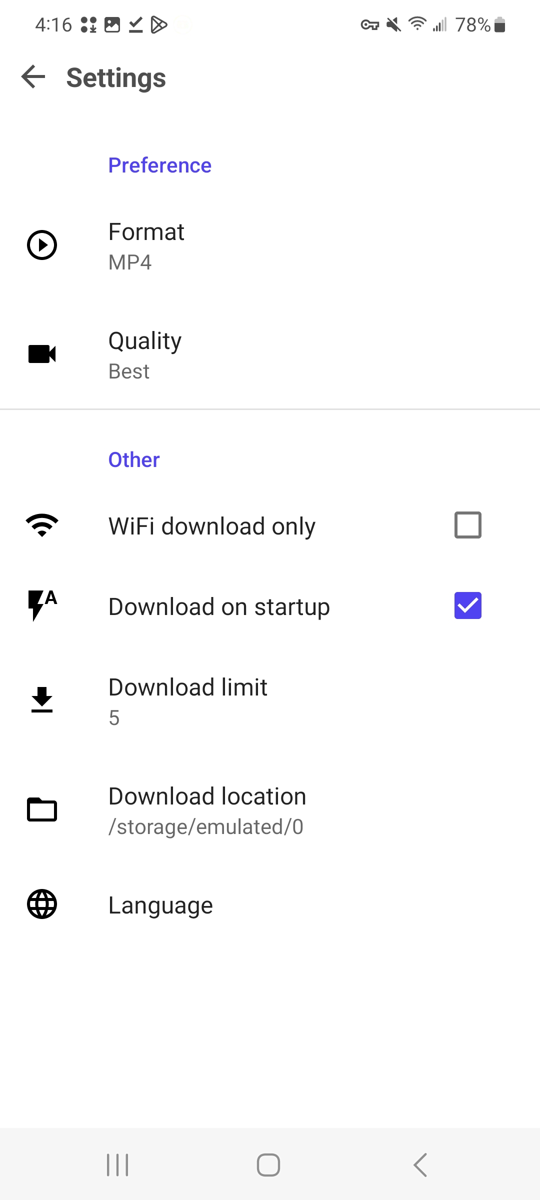 meget android set download parameters