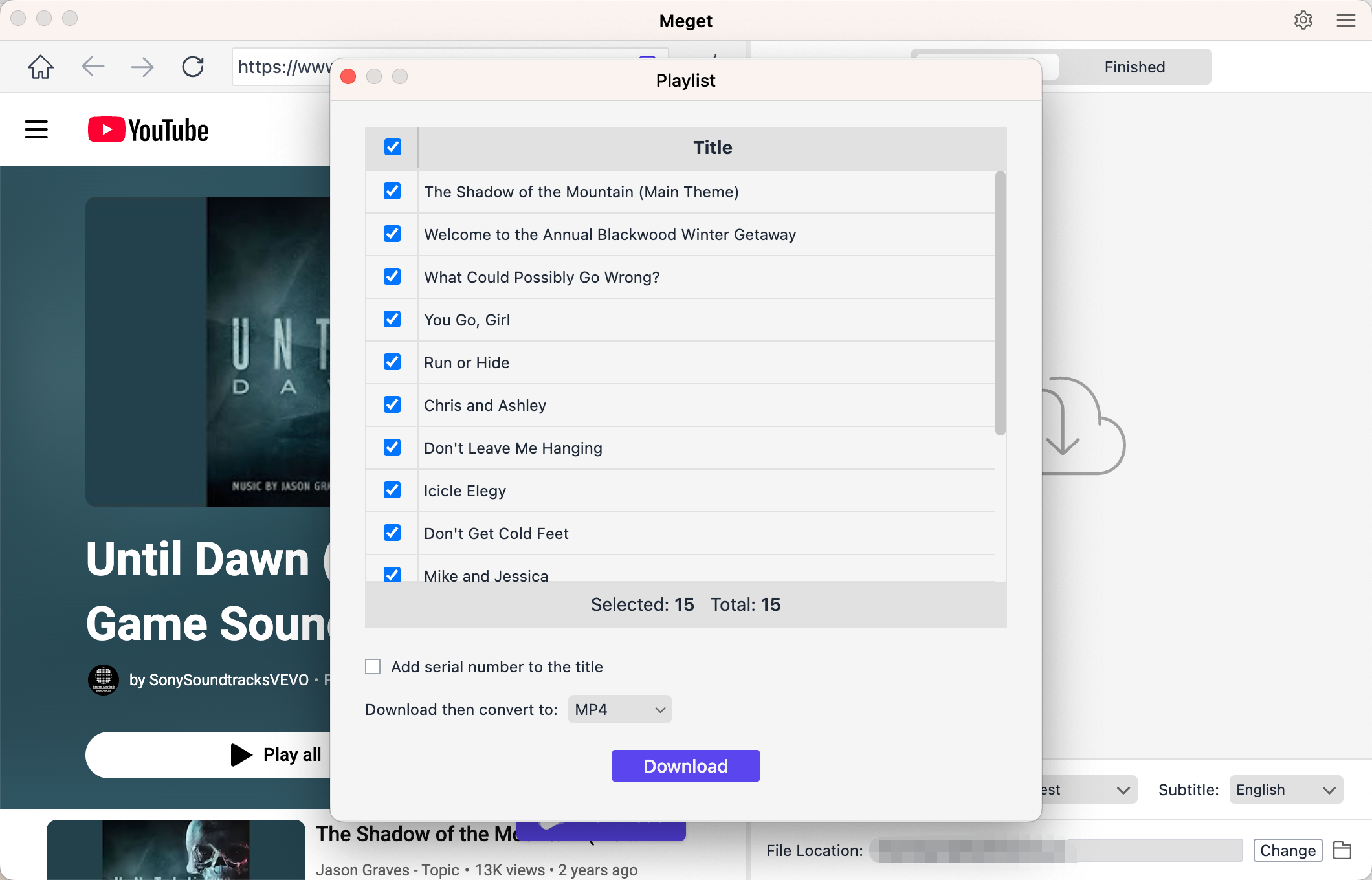 meget choisir les bandes originales de Until Dawn à télécharger