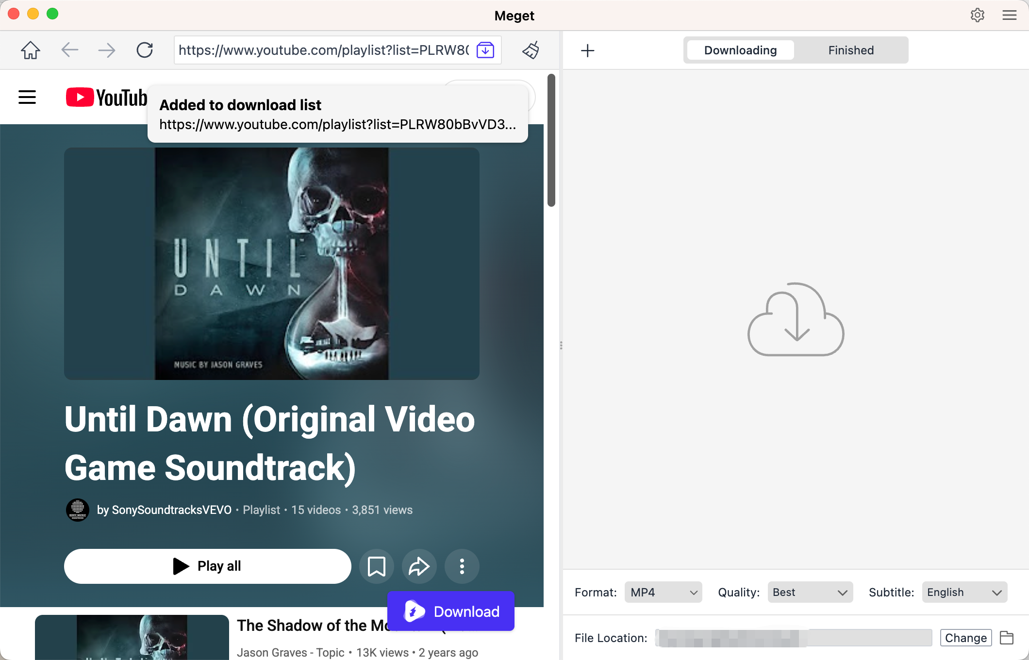 meget click télécharger la bande originale de Until Dawn