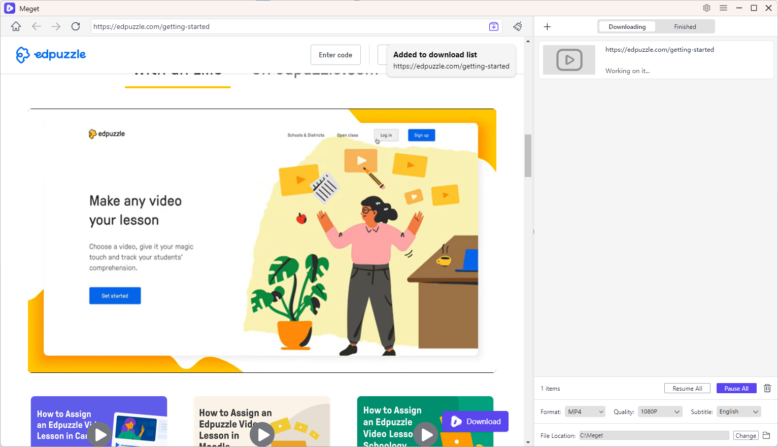 meget download edpuzzle video
