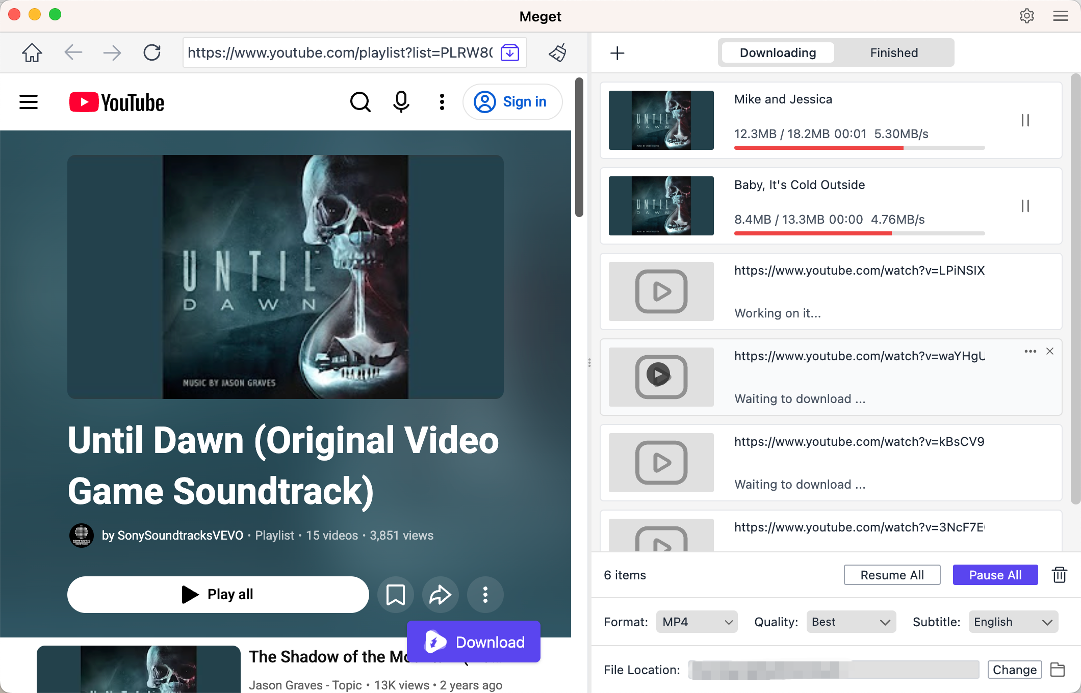 Meget télécharge les bandes originales de Until Dawn