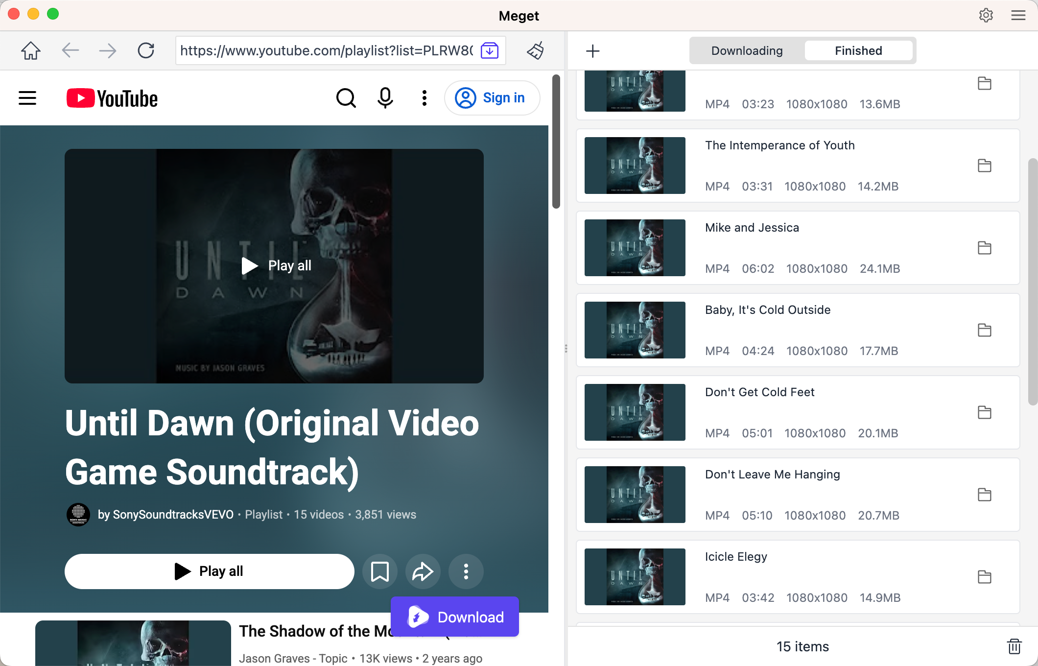 meget trouver des bandes originales téléchargées de Until Dawn