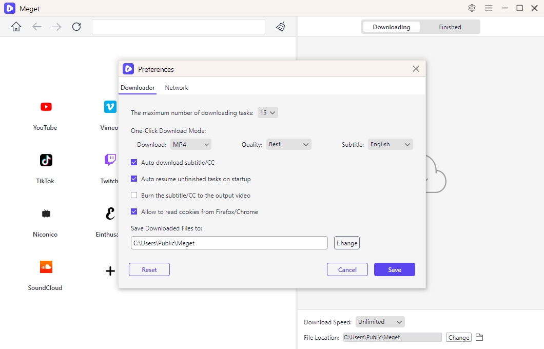 meget preferenze scegli formato video e qualità