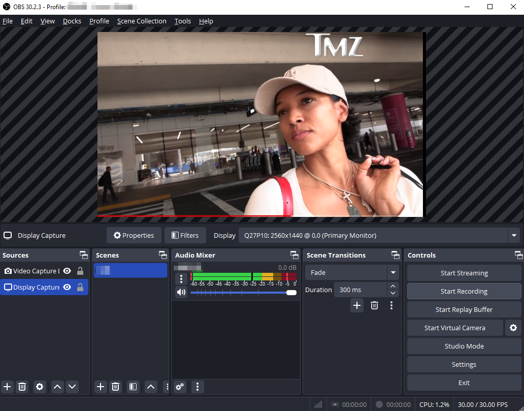 obs record tmz video
