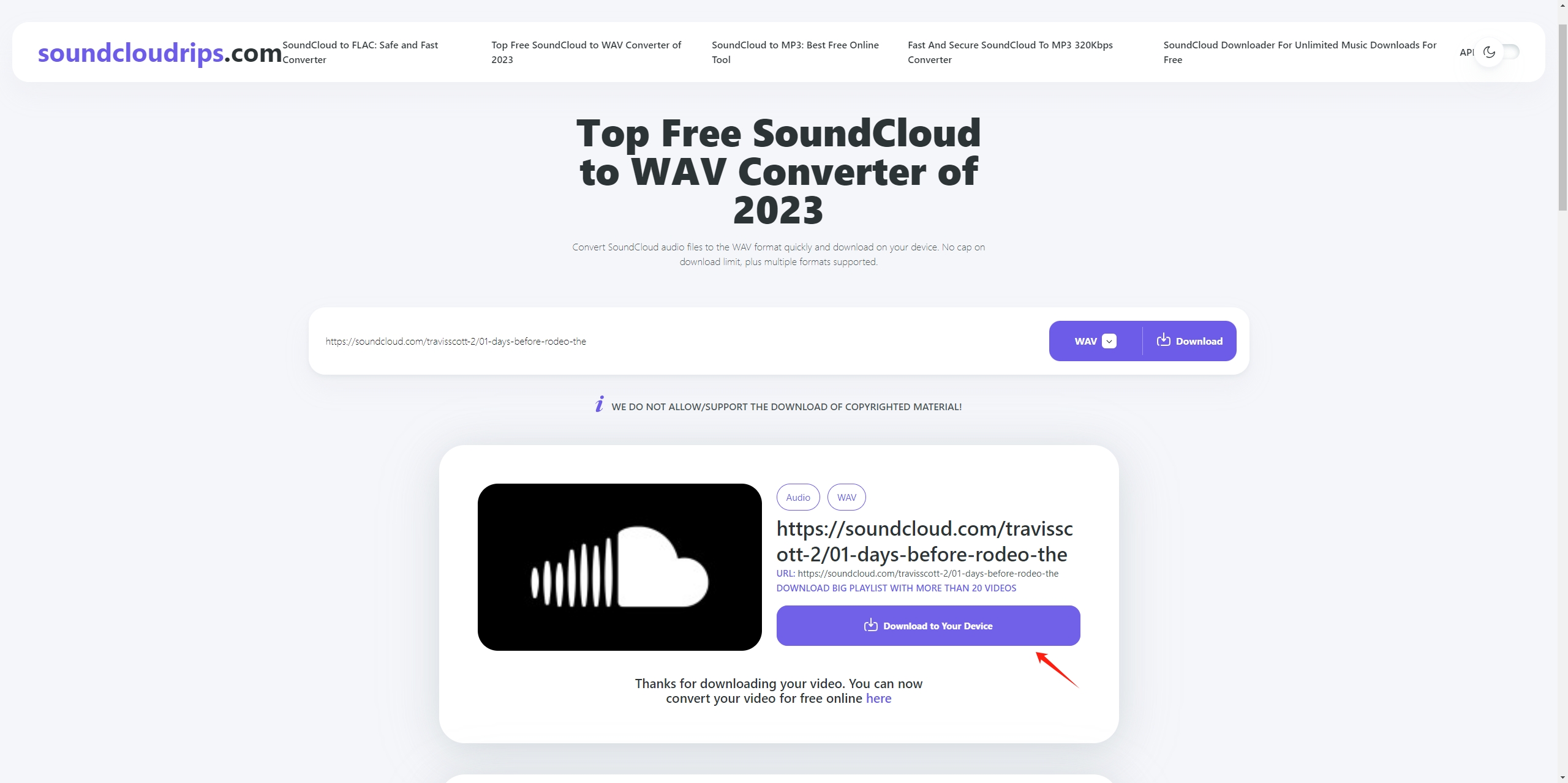 downloader online converte soundcloud in wav