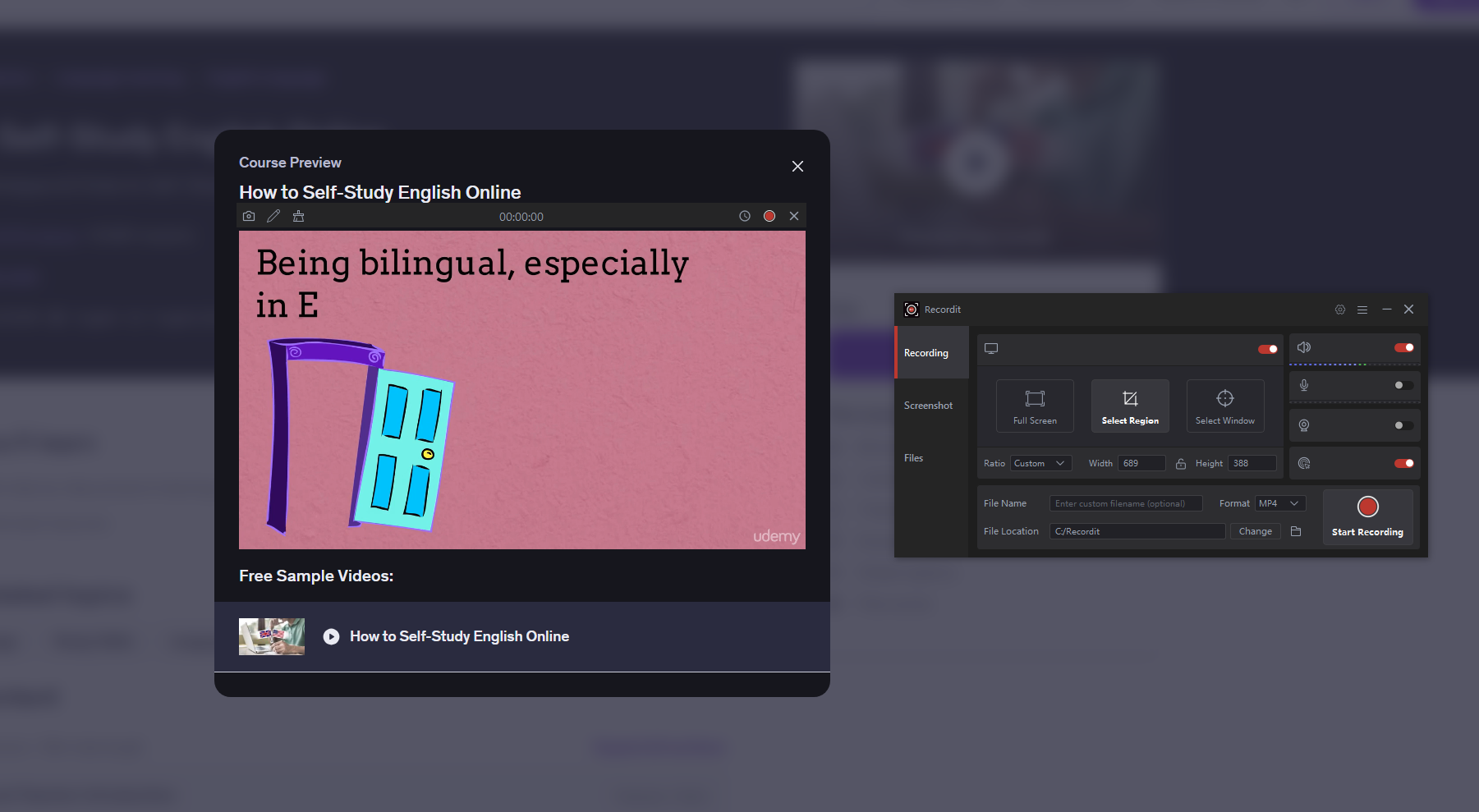 record english course video