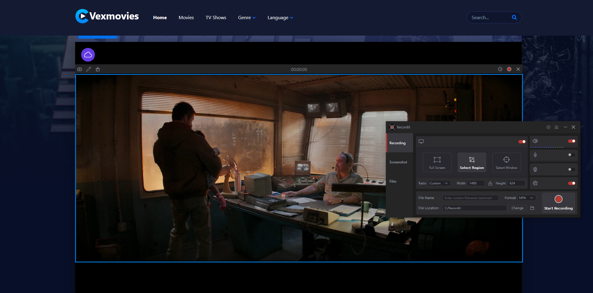Vexmovies mit RecordIt aufnehmen