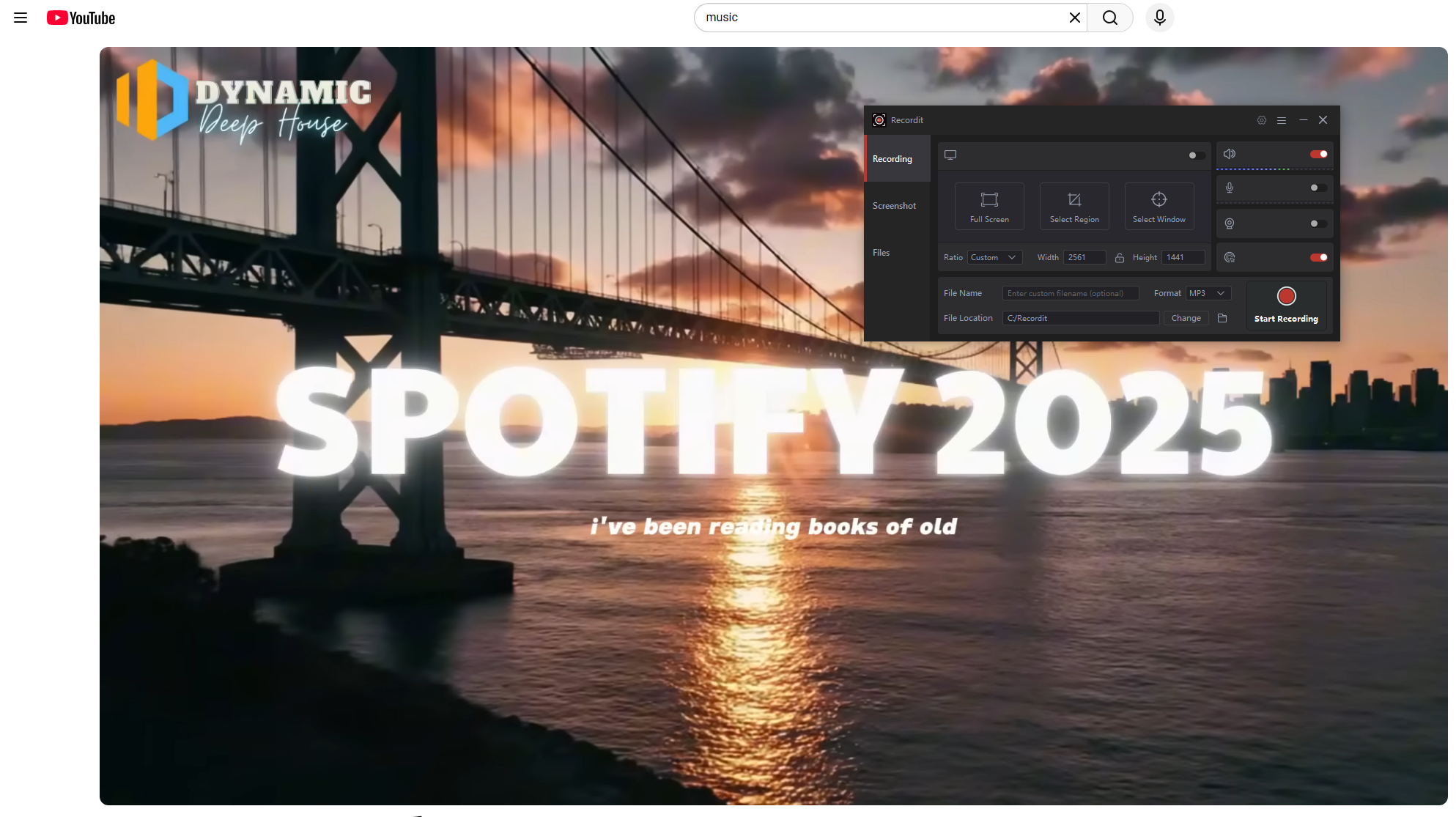 record youtube sound