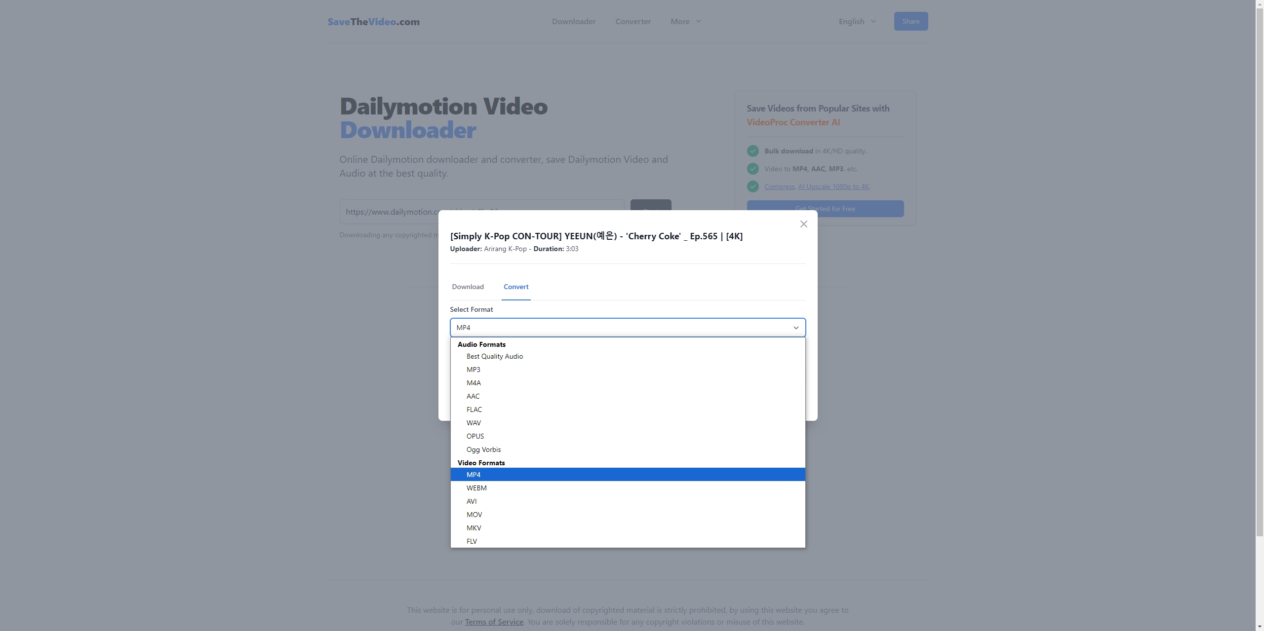 savethevideo download dailymotion video