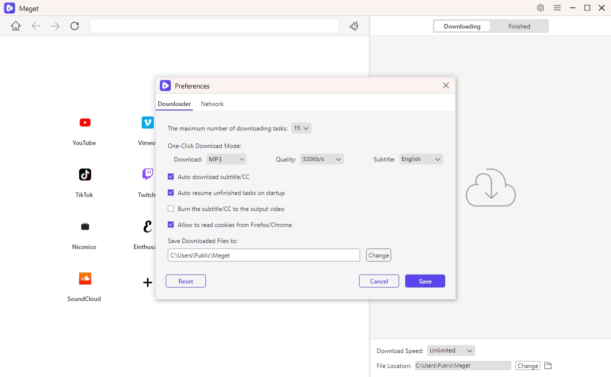 définir le format et la qualité audio