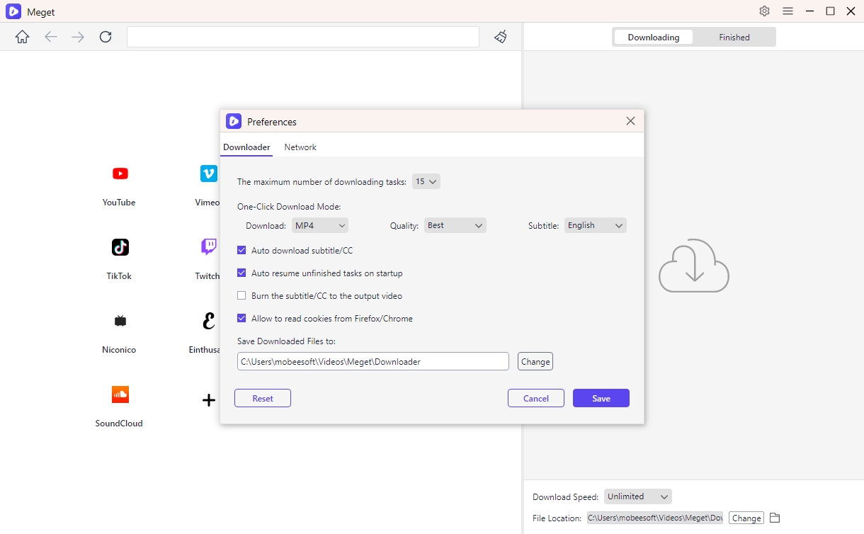 set kajabi download parameters