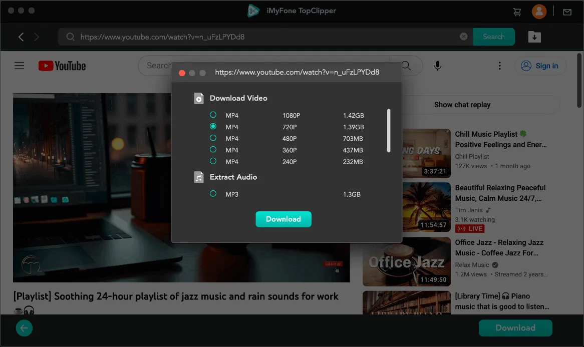 topclipper scegli le opzioni di download