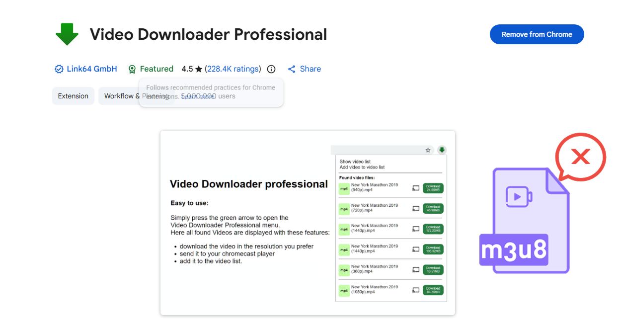 video downloader professional does not allow m3u8